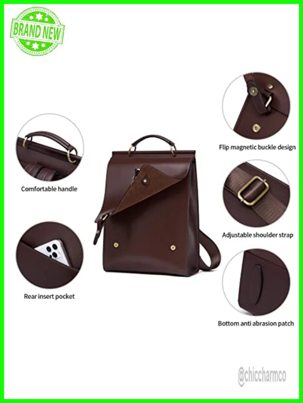Genuine Leather Backpack Purse Travel Shoulder Bag Convertible Anti-Theft